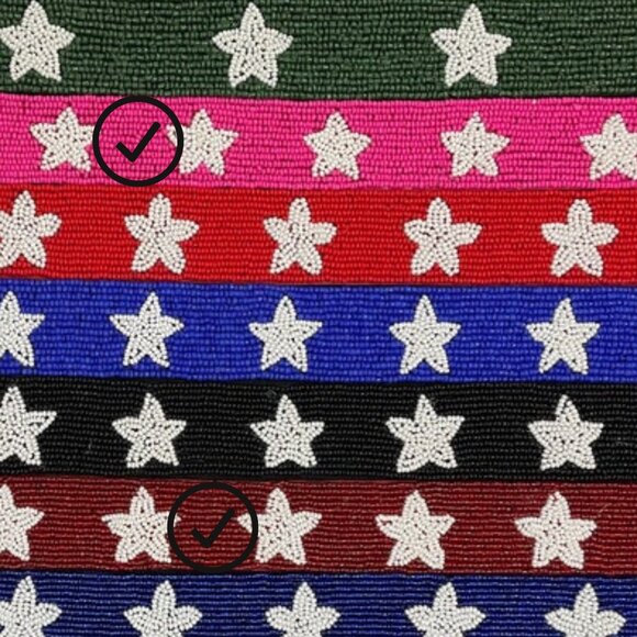 NEW Boho Western Cowgirl Pink Star Theme Beaded Crossbody Bag Handbag Strap - Picture 3 of 4